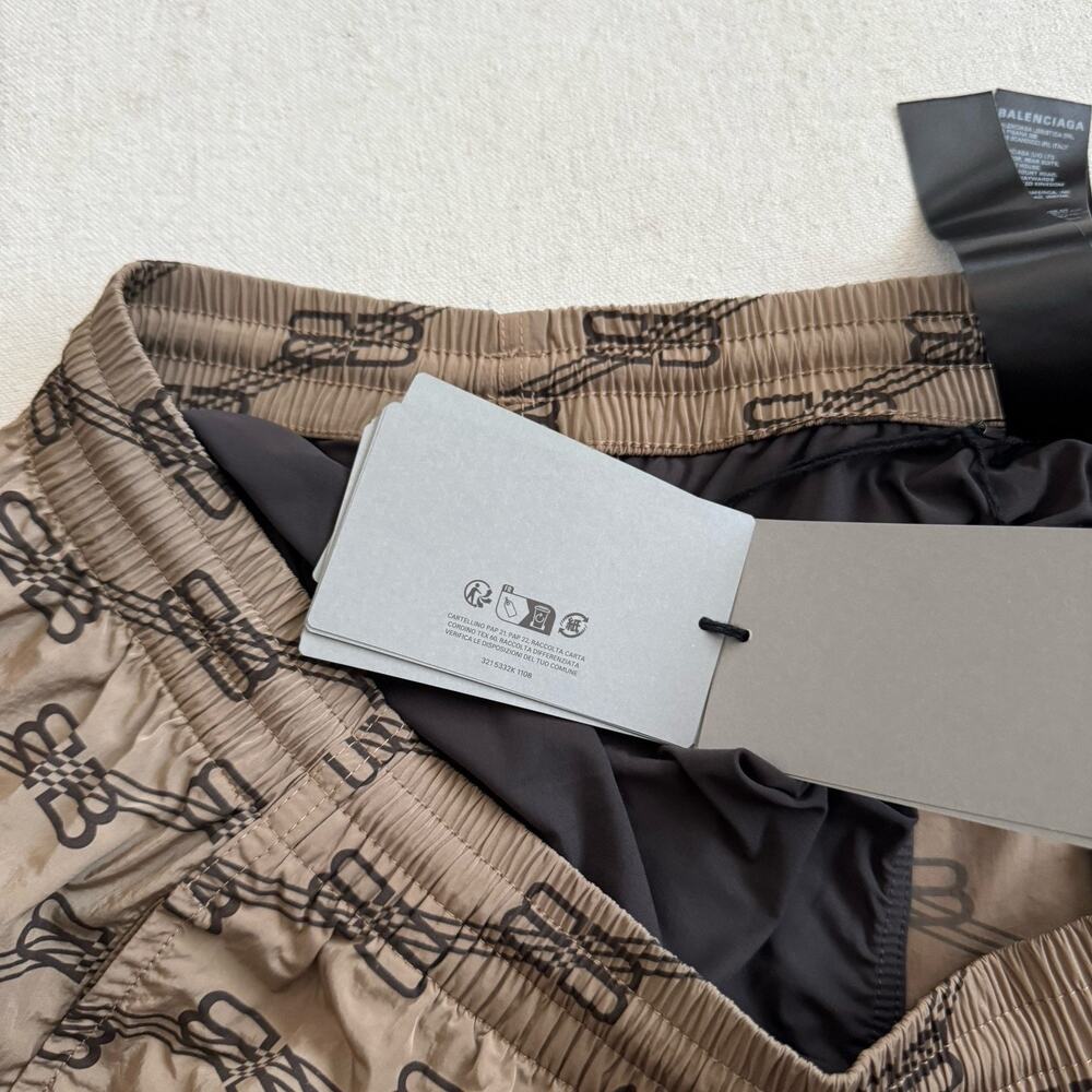 Balenciaga Swimwear Monogram BB Water Swim Shorts Brown Size Large 34 NEW - Picture 11 of 11
